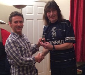 Rob presents Al with the Riff Raff Premier League trophy