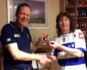 Rob presents Stuart with the 5-a-side cup